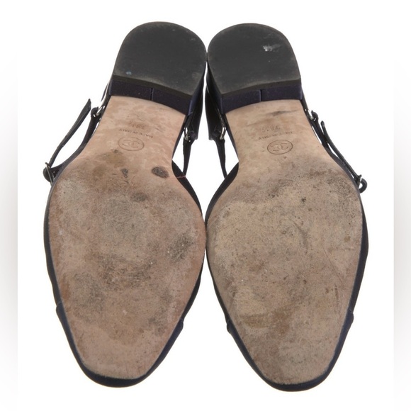 CHANEL Satin Mary Jane Flats CC Logo Navy Blue Size 38.5EU / 8.5US - Picture 10 of 16